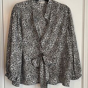 Millennium Women's Black and White Leopard Print Blouse - 3X